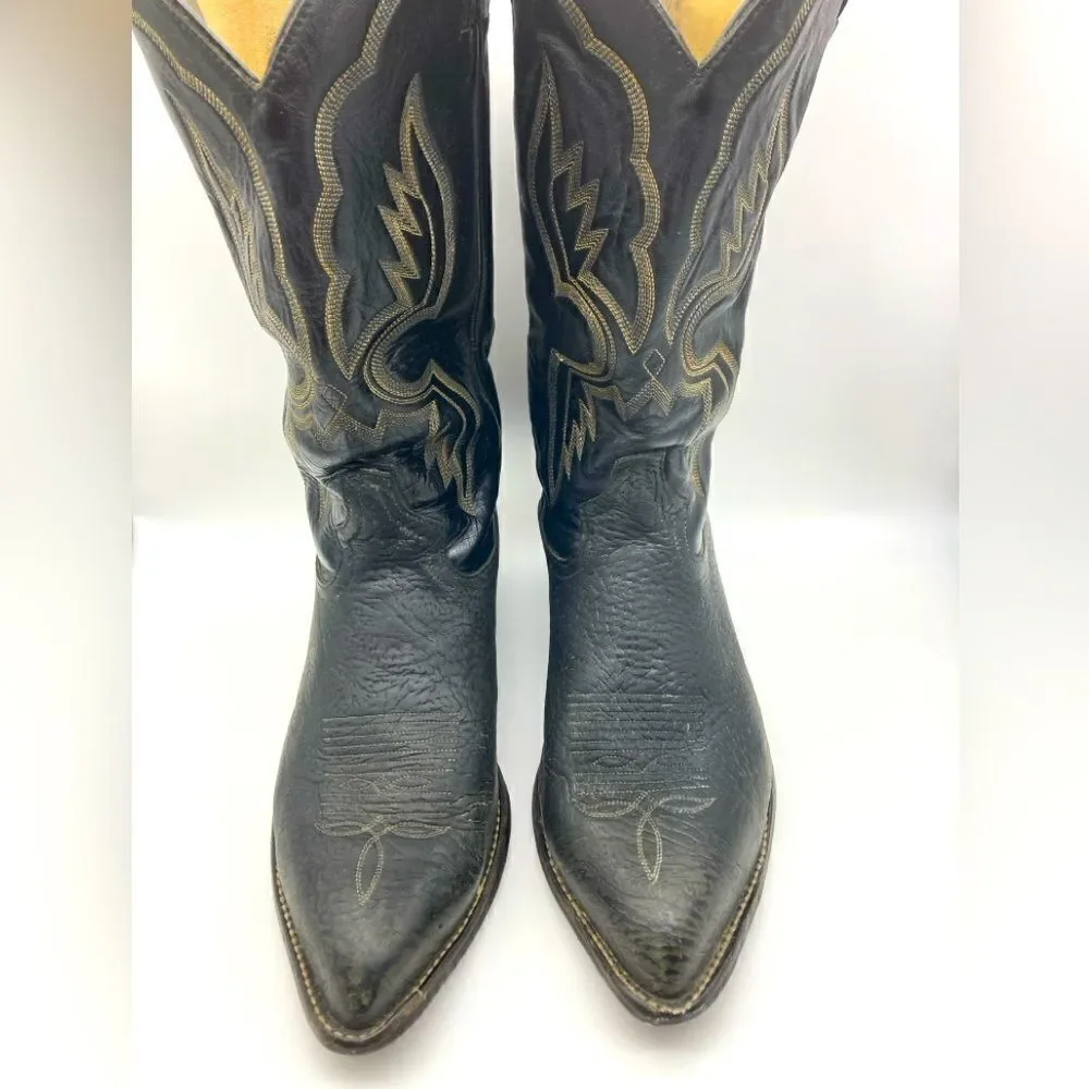 Vintage Tony Lama 6252 Shrunken Bull Shoulder Cowboy Boots SZ 9